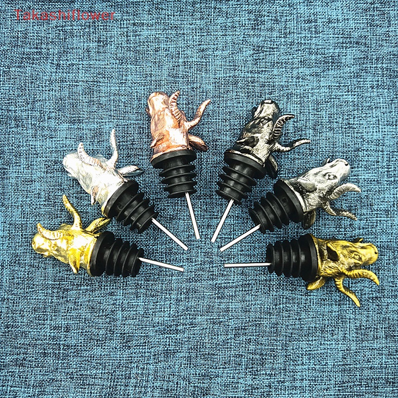 Nút Chặn Bảo Vệ Chai Rượu Chia Ngăn Hình Đầu Bò Bằng Hợp Kim Kẽm