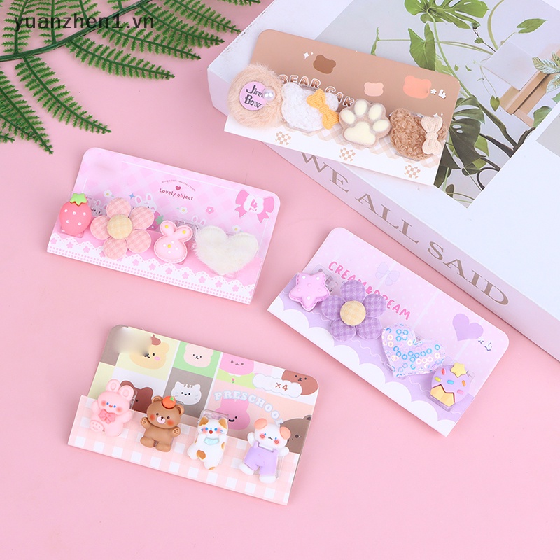 Set 4 Kẹp Giữ Tài Liệu Bằng Nhựa Họa Tiết Dễ Thương