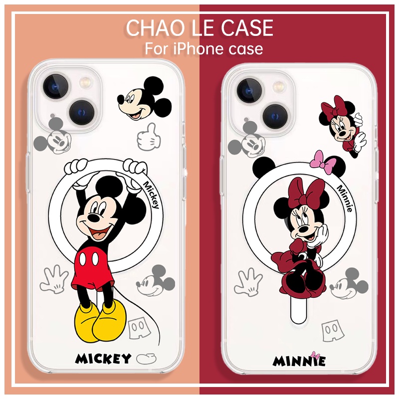 Ốp Điện Thoại Trong Suốt Chống Sốc Cho Iphone 14 13 Pro Max Khung TPU Chống Vỡ Iphone 12 Pro Max 11 Ốp Cặp Đôi Mickey Minnie Dễ Thương