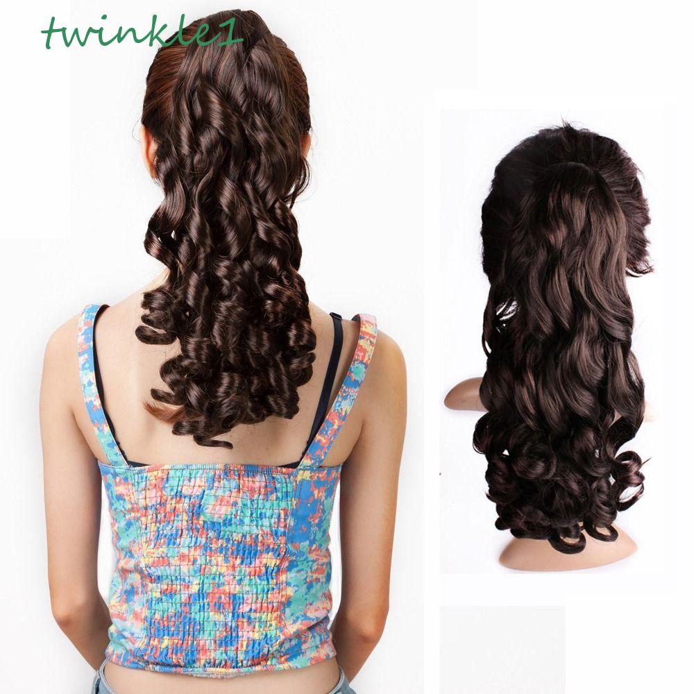 Tóc Giả Đuôi Ngựa Xoăn Dài Màu Nâu Tự Nhiên Cách Nhiệt