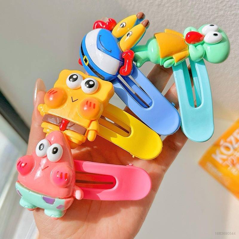 Kẹp Tóc Hình SpongeBob / Patrick / Ngôi Sao / Hình Vuông Thời Trang Cho Nữ