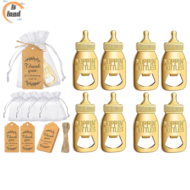 Bộ 24 Dụng Cụ Mở Nắp Chai Bằng Kim Loại Với Túi Organza In Chữ Thank You Tags Xinh Xắn