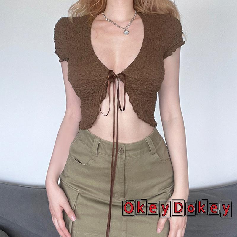 Áo Croptop Tay Ngắn Thời Trang Mùa Hè Cho Nữ
