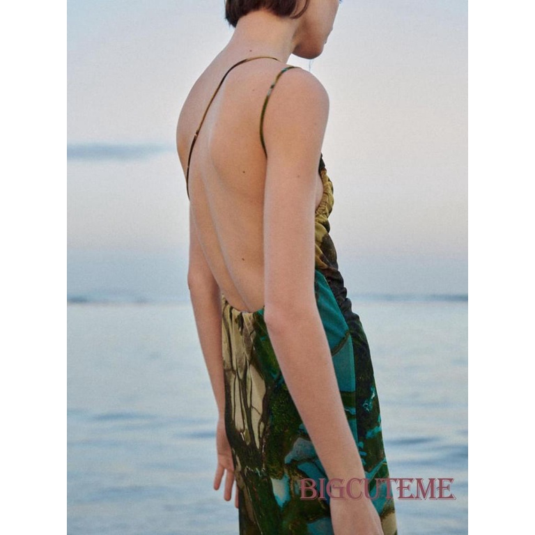 Đầm Dài Không Tay Dây Chéo Lưng Phong Cách Boho Cổ Điển Cho Nữ