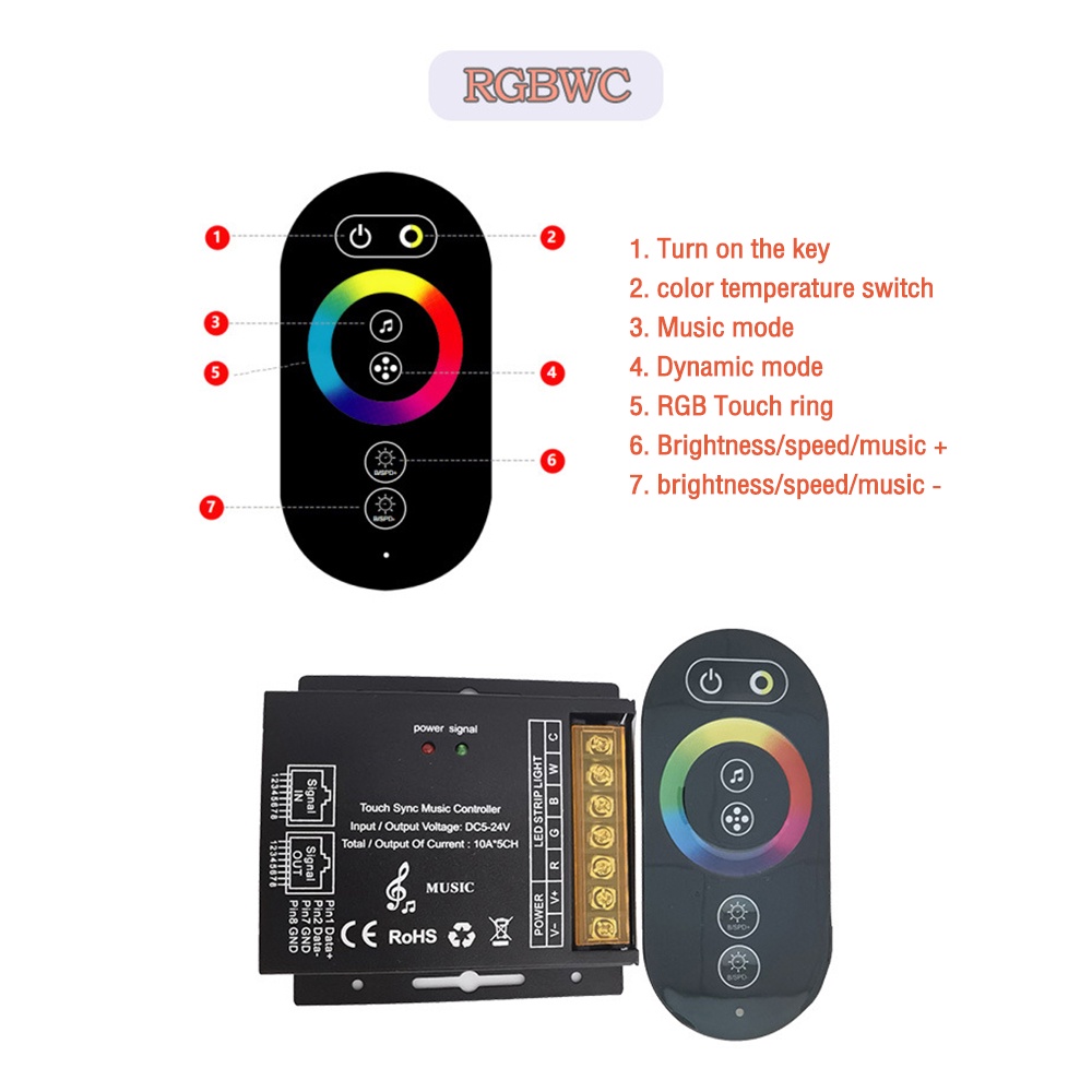 Bộ Điều Khiển Độ Sáng Đèn Led Dây Dc 5-24v 12a 18a Rf6