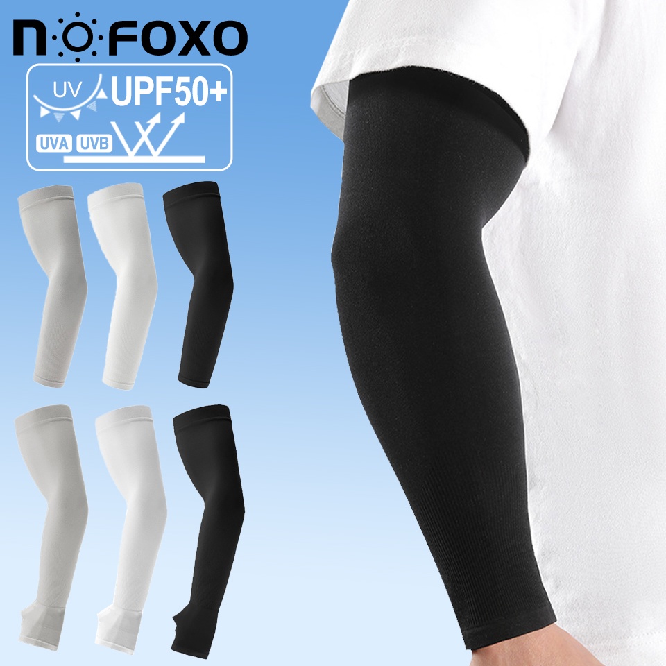 NOFOXO UPF50+ Găng Tay Chống Nắng Bằng Lụa Lạnh Co Giãn Thoáng Khí Chống Tia UV Mùa Hè Cho Nam Và Nữ Ống Tay Thể ThaoBảo Vệ Cánh Tay Bảo Vệ UV