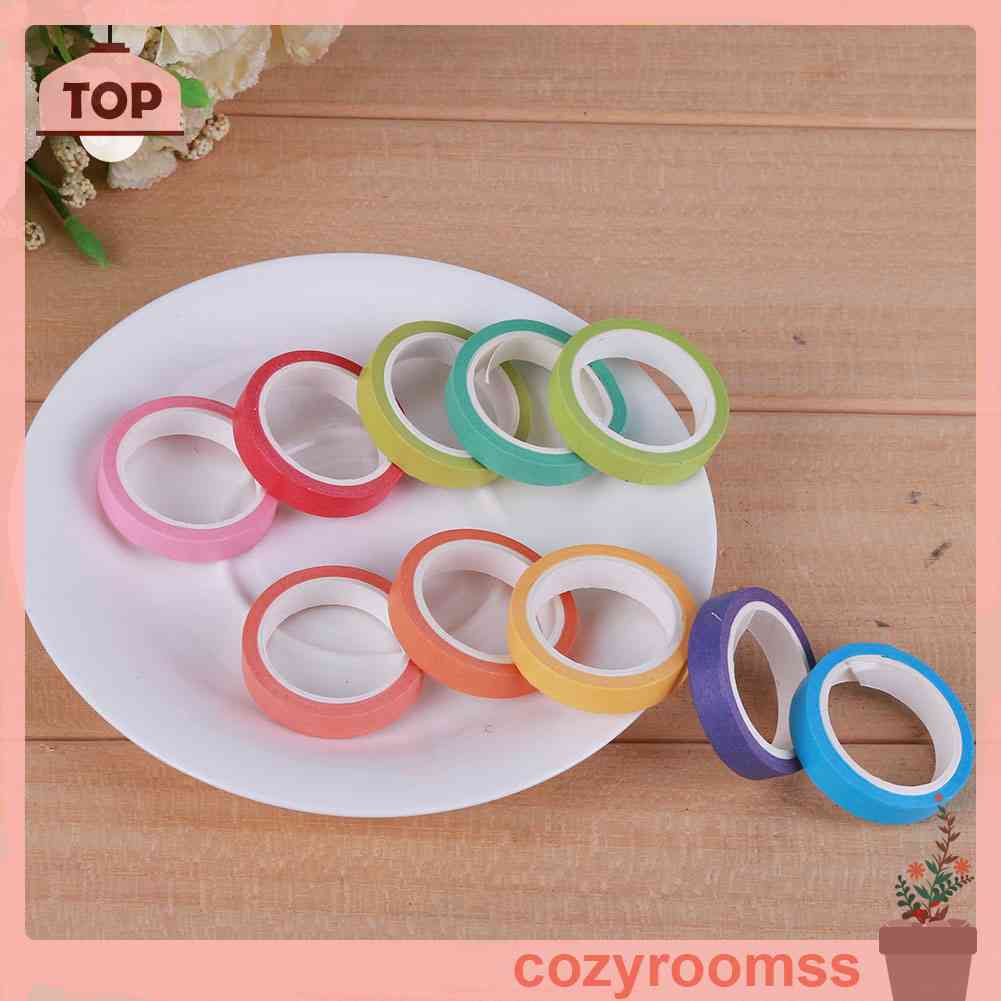 Set 10 Cuộn Băng Dính Nhiều Màu Sắc Dùng Trang Trí Sổ Tay DIY
