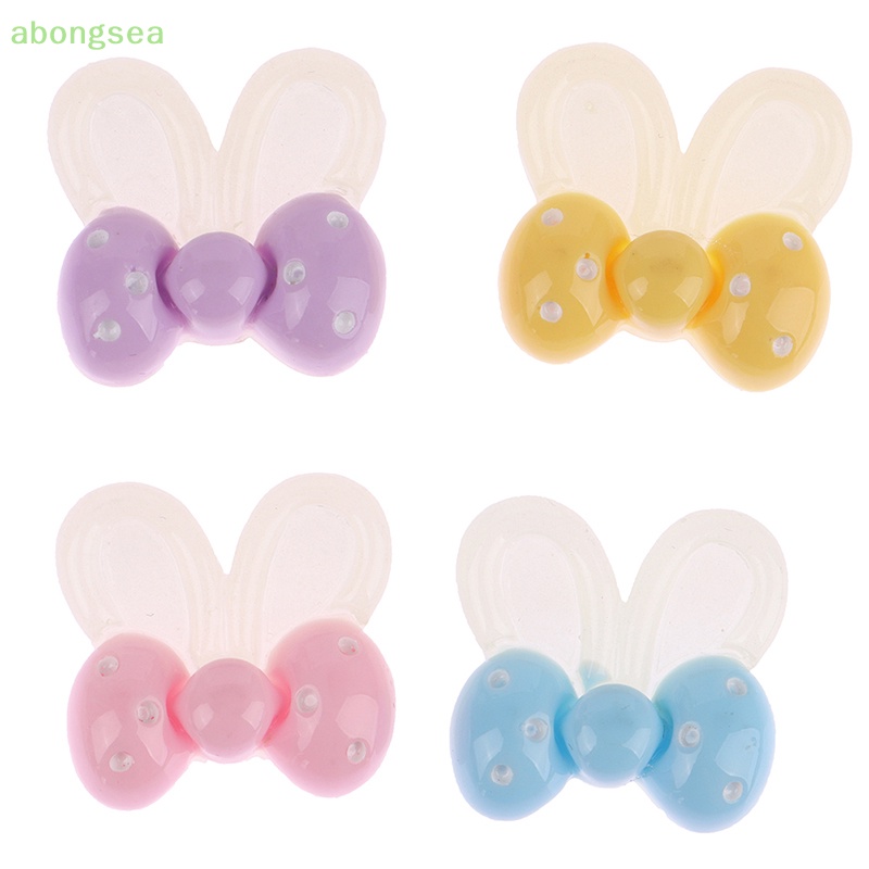 Set 10 Phụ Kiện Trang Trí Ốp Điện Thoại Hình Tai Thỏ Bằng Nhựa Kích Thước 21 * 19mm