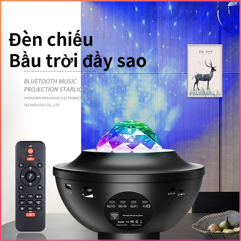 Loa Đèn Chiếu Sao Galaxy Phi Hành Gia Trăng Thiên Hà Trần Nhà Phòng Ngủ Decor Có điều khiển theo nhạc mini