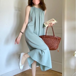 Đầm Dài Hai Dây Dáng Rộng Màu Trắng Thời Trang Mùa Hè Xinh Xắn Cho Nữ