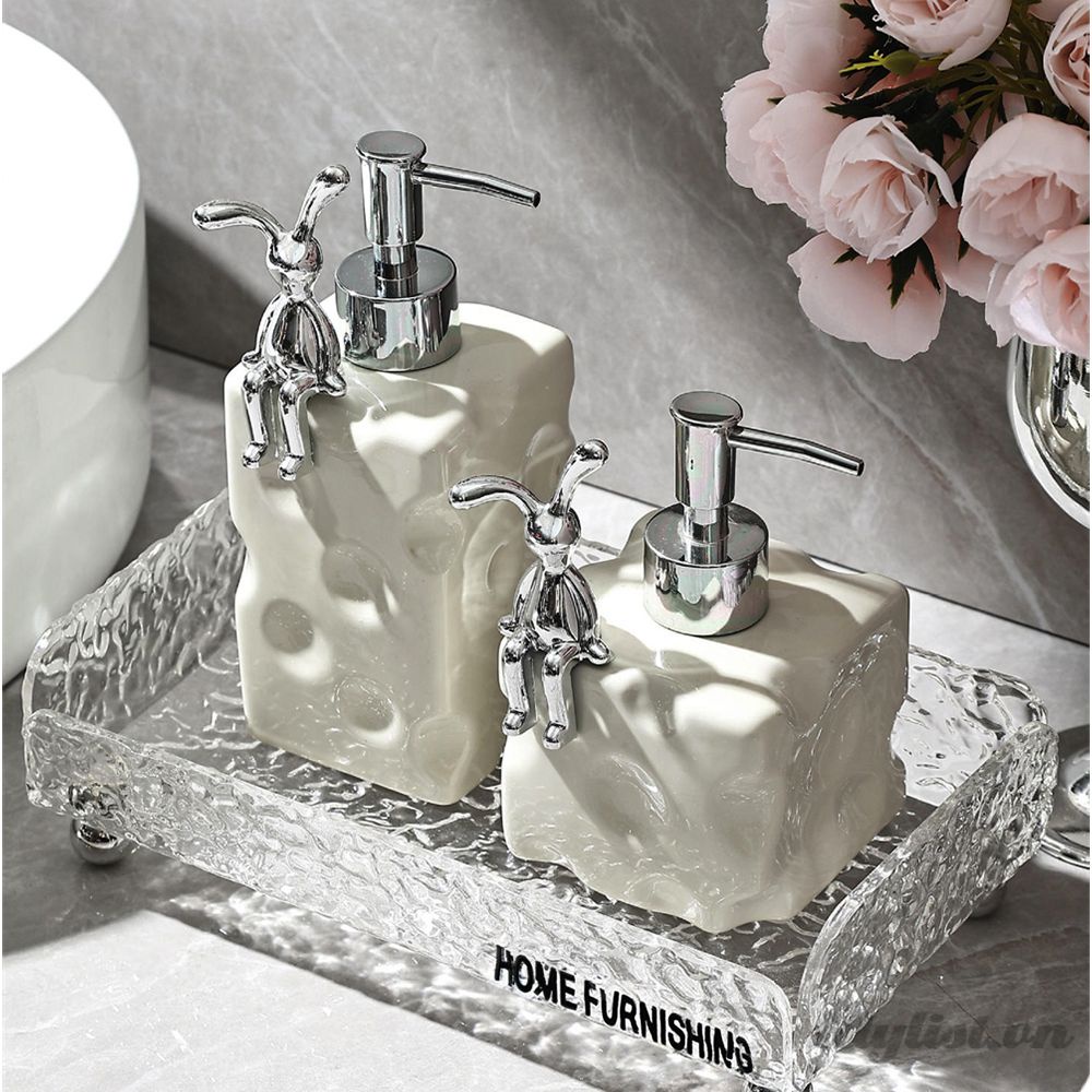 Chai đựng nước rửa tay bằng gốm 600ml chai dầu gội hình vuông loại ép chai cao cấp phòng tắm khách sạn Sữa tắm chai chất lỏng đóng chai phụ