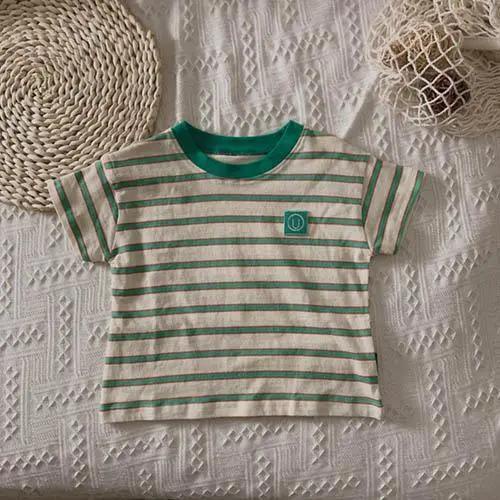 Áo Thun Cotton Lanh Tay Ngắn Dáng Rộng Họa Tiết Kẻ Sọc Nhiều Màu Sắc Thời Trang Mùa Hè Cho Bé Gái