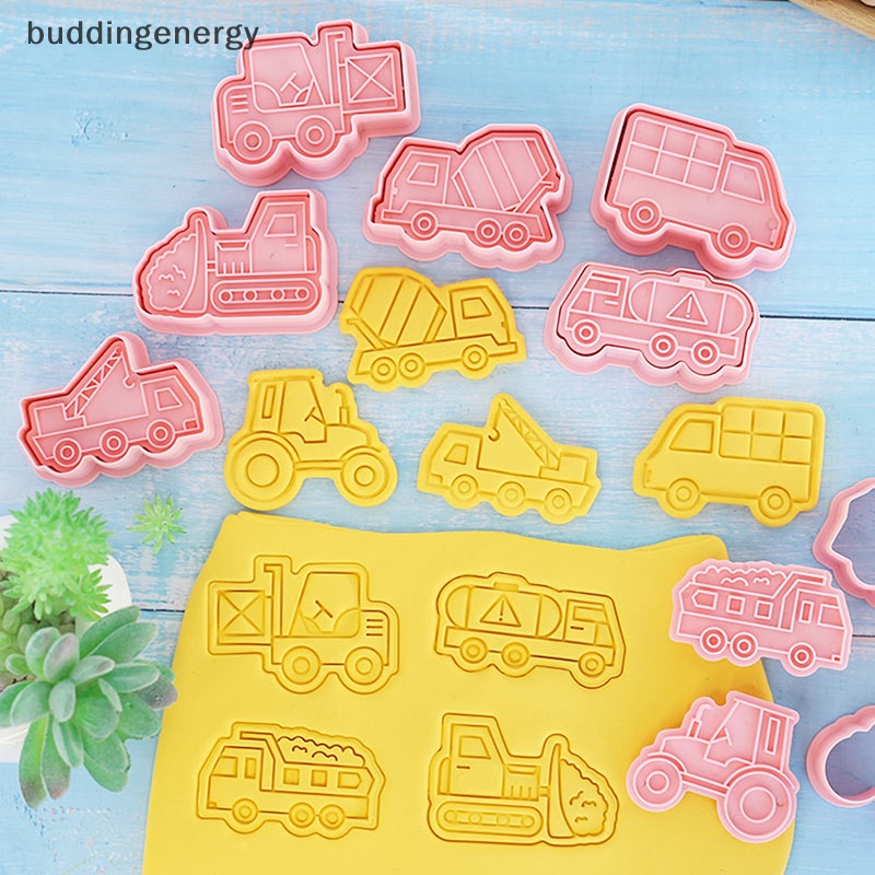 {BUDDI} Set 8 Khuôn Cắt Bánh Quy Bằng Nhựa Hình Xe Tải Hoạt Hình 3D {BUDDI {BUDDI}