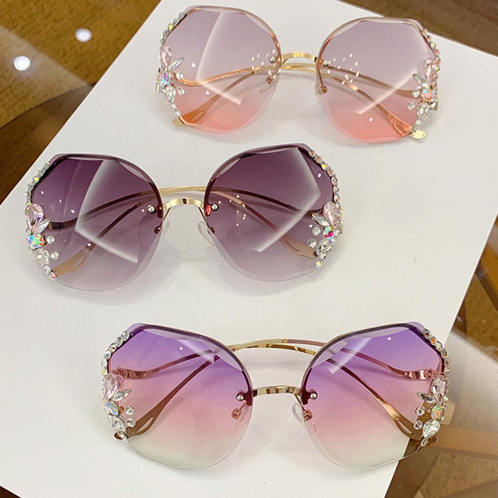 Kính Mát Không Gọng Đính Đá Thời Trang Vintage Cho Nữ