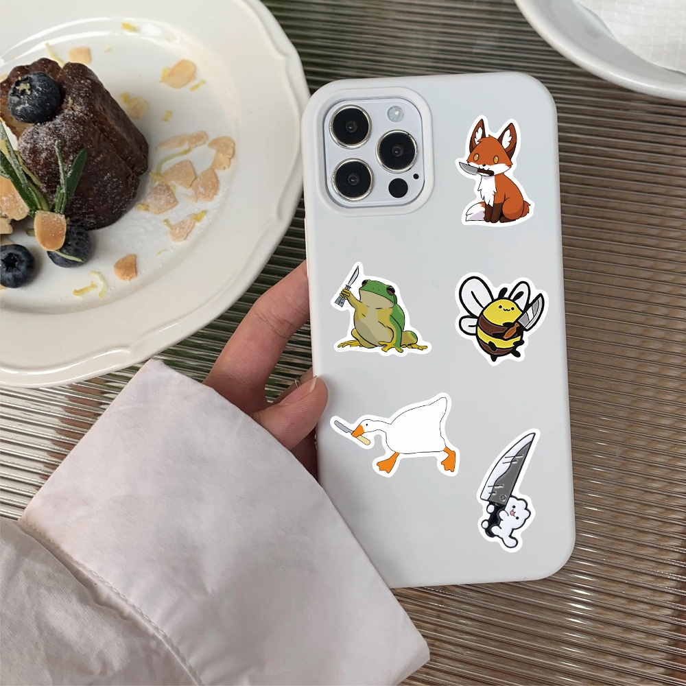 J· Hình Dán Chống Nước Animal With Kinfe Phim Hoạt Hình Mũ Bảo Hiểm Máy Tính Xách Tay Hành Lý Dán Thiết Lập, 60 tờ