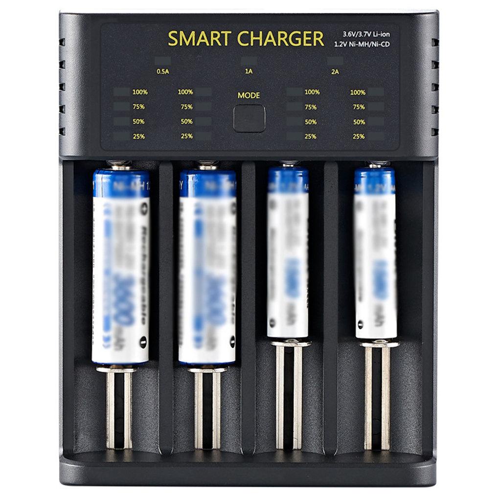 Đế Sạc Pin Lithium 18650 4 Khe Cắm USB Đứng