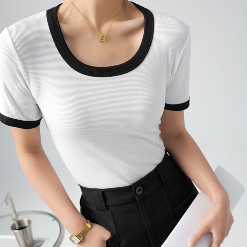 Áo Thun Tay Ngắn Cổ Tròn Màu Sắc Thời Trang Cho Nữ