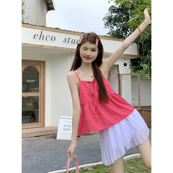 NZN Màu Rắn Áo hai dây Phụ Nữ Mùa Hè