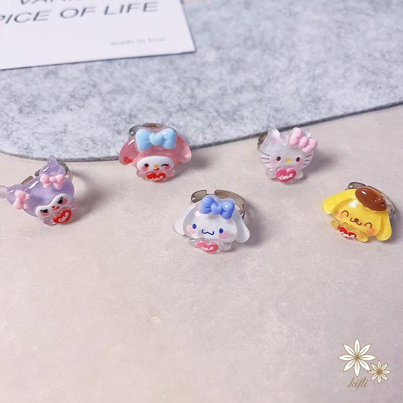 SANRIO Nhẫn Hình Chú Chó Cinnamon Dễ Thương Có Thể Điều Chỉnh Kulomi Cho Nữ