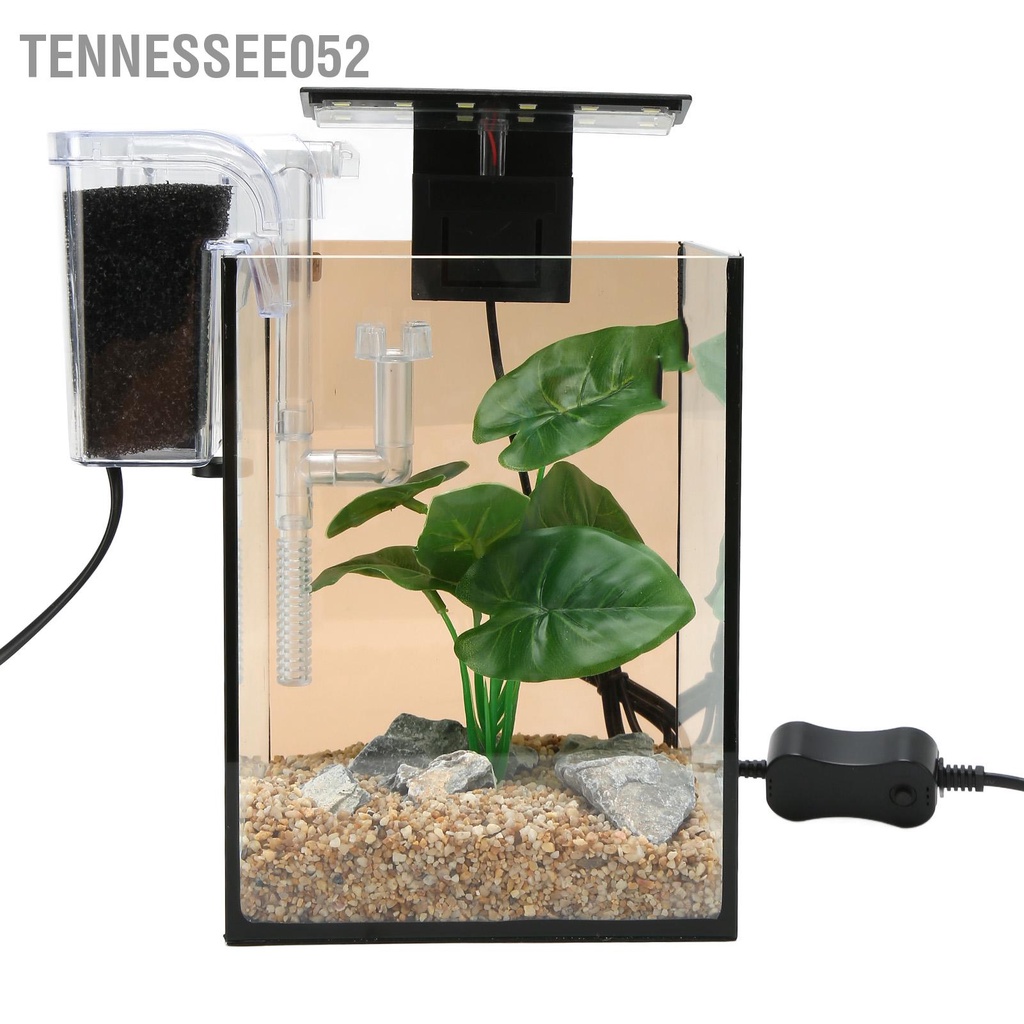 Tennessee052 Bộ Bể Cá Sáng Tạo Đa Năng Nhỏ Khởi Đầu Có Bơm Lọc Đèn LED Kẹp Trang Trí Máy Tính Để Bàn