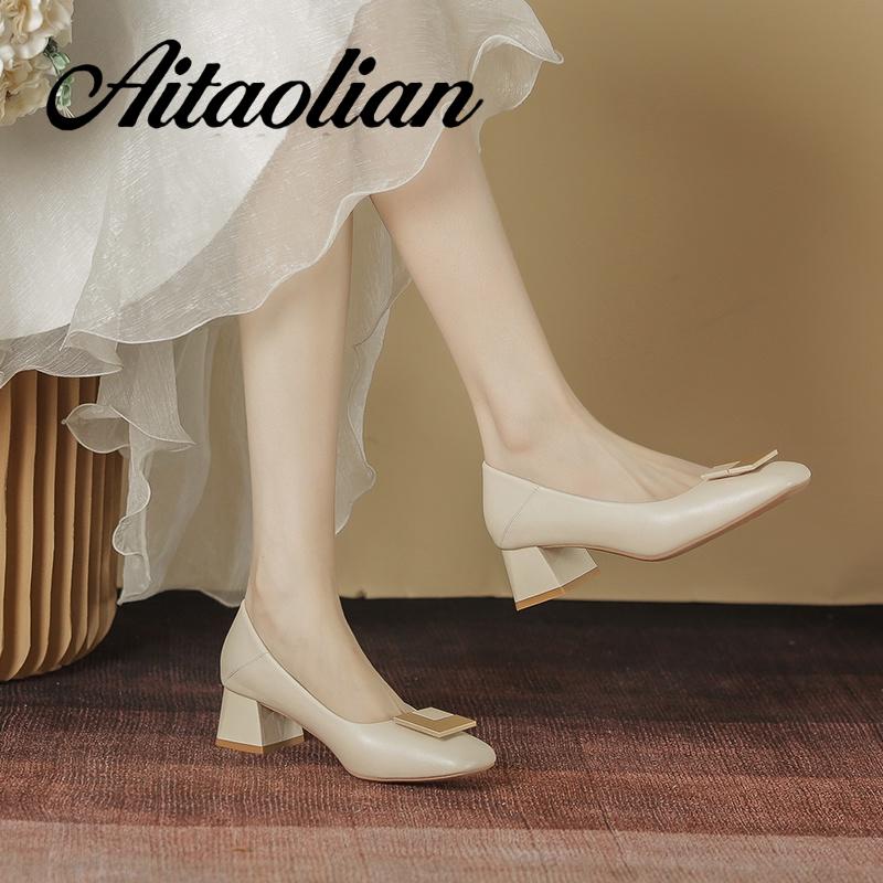 Giày Cao Gót 4cm Chất Liệu Da Cao Cấp Thời Trang Theo Phong Cách retro Cho Nữ