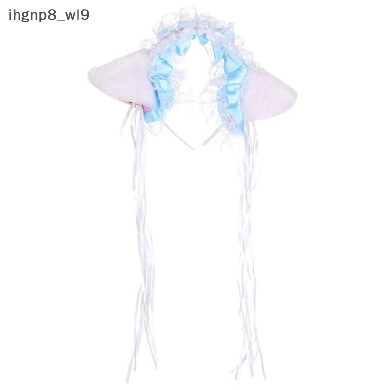 Phụ Nữ Hầu Gái ruffles ren Headband sang trọng Tai Mèo Ribbon chuông tóc Hoop cosplay mới