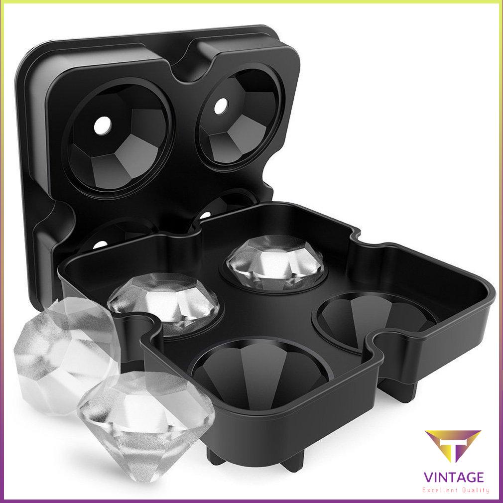 4 lỗ Kim Cương Khay Đá Silicone Máy Làm Kem Khuôn Trái Cây Lập Phương khuôn [T/5]
