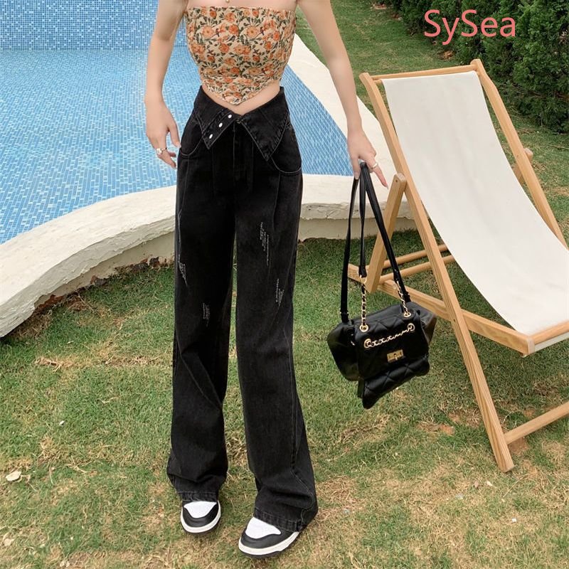 Quần Dài Lưng Cao Kiểu Retro Hàn Quốc Thiết Kế Năng Động Cho Nữ