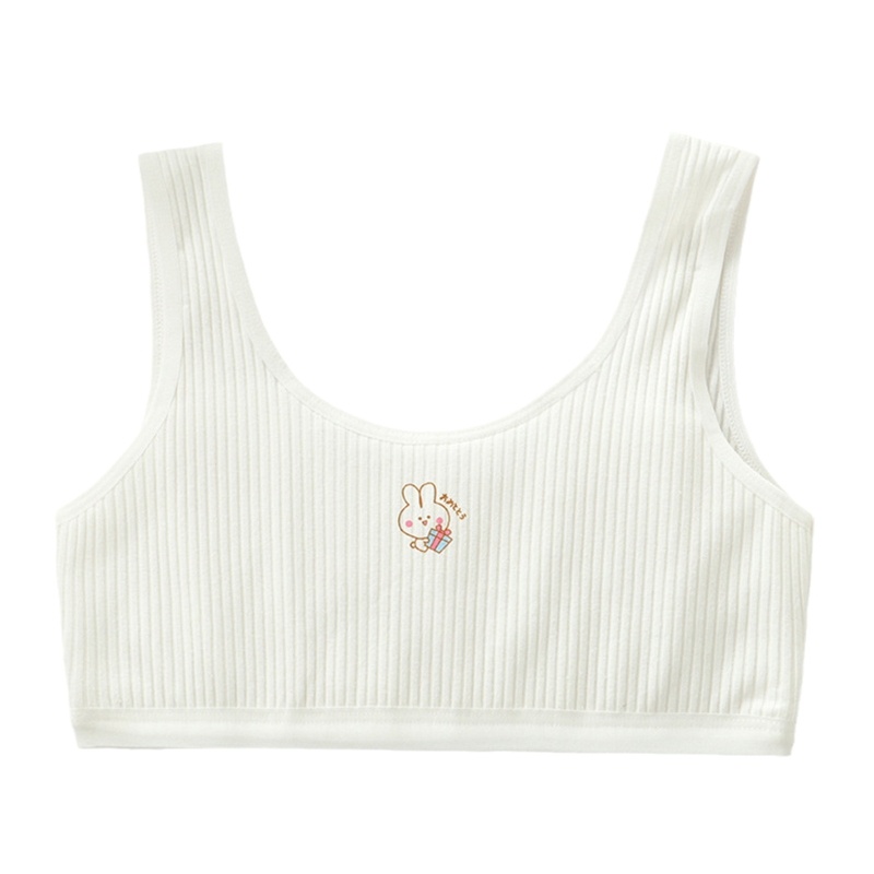 Áo Lót Bralette Hai Lớp In Họa Tiết Thỏ Dễ Thương Có Nắp Đậy Dành Cho Bé Gái Tuổi Teen