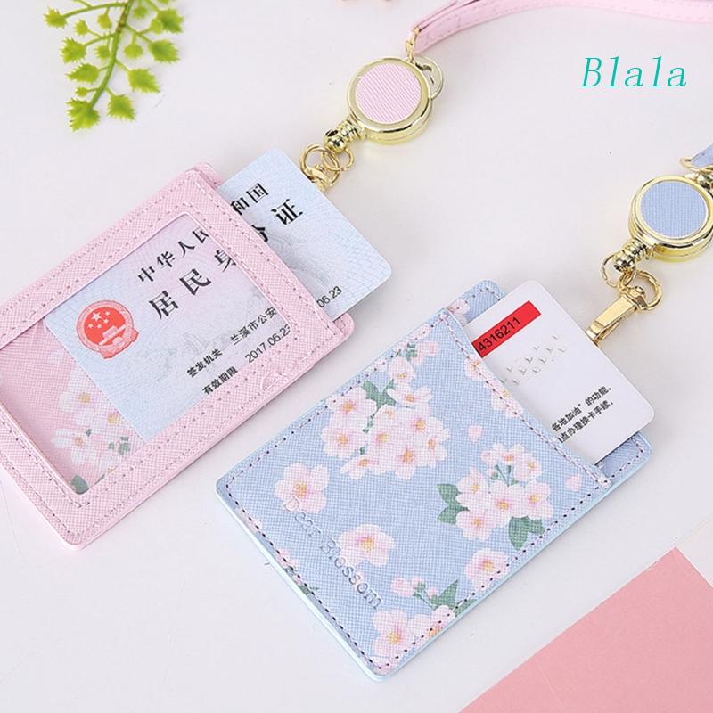 Bao Da PU Đựng Thẻ ID Có Thể Thu Gọn In Họa Tiết Hoa Đáng Yêu