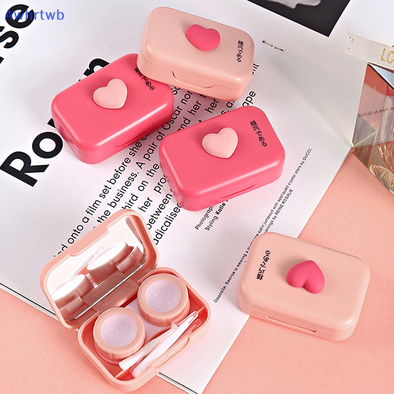 Awhrtwb Hộp Đựng Kính Áp Tròng Kèm Nhíp Màu Hồng Trơn Phong Cách Mới Dành Cho Bạn Nữ Mang Đi Du Lịch