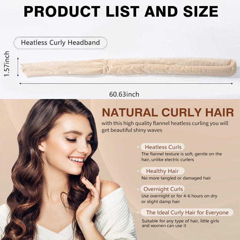 Máy uốn tóc không nhiệt Trung bình Long Hair Roll Với Slick Hair Curler DIY Sleep Head Band Phụ nữ Curl Stick