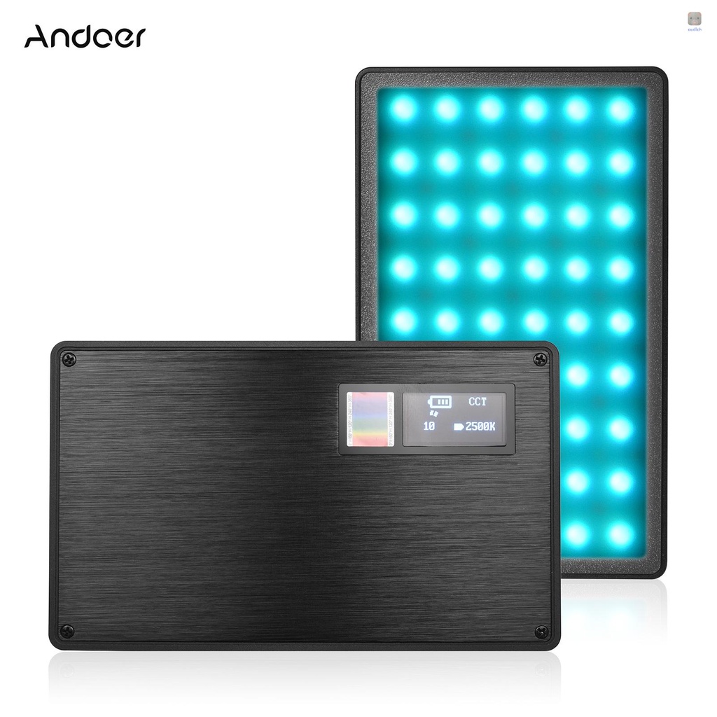 ANDOER Đèn LED Mini 3600 Bóng 3D Gắn Video RGB° Toàn Bộ Đèn Bỏ Túi 8W 2500-8500K 0-100% CRI97 + Với Pin 12 Hiệu Ứng 1 / 4-inch 4400mAh