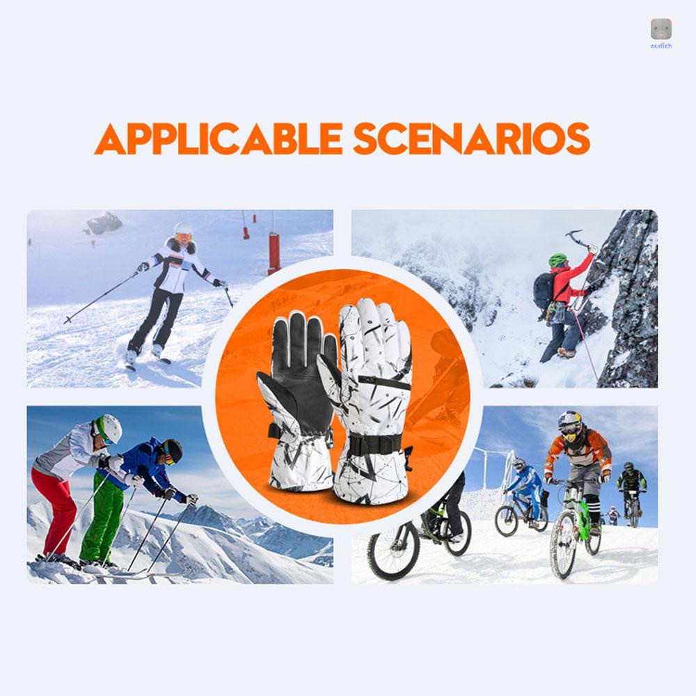 Găng Tay Trượt Tuyết Dày Dặn Ấm Áp Mềm Mại Chống Thấm Nước Có Thể Chạm Màn Hình Cảm Ứng Dành Cho Nam Nữ