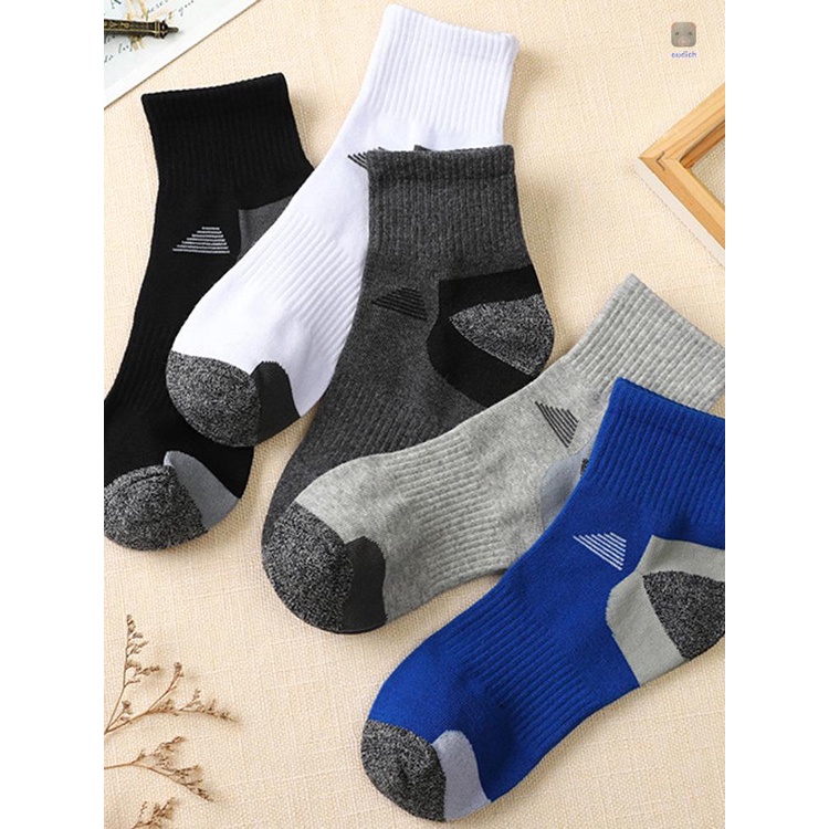 Set 5 Đôi Tất Thể Thao Dài Đến Đầu Gối Vải Cotton Thoáng Khí Chống Ẩm Cho Nam