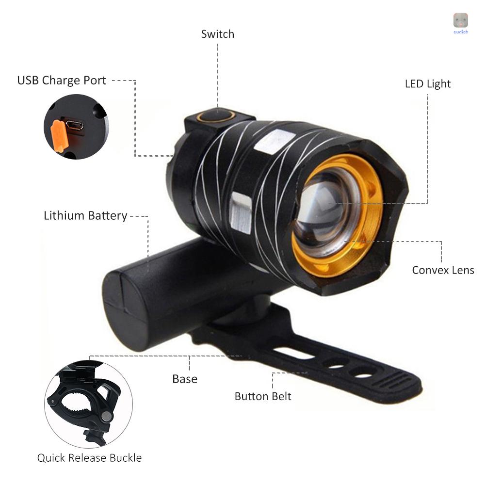 Đèn Pha Xe Đạp Leo Núi Chống Thấm Nước Kèm Sạc USB Tiện Dụng Chất Lượng Cao