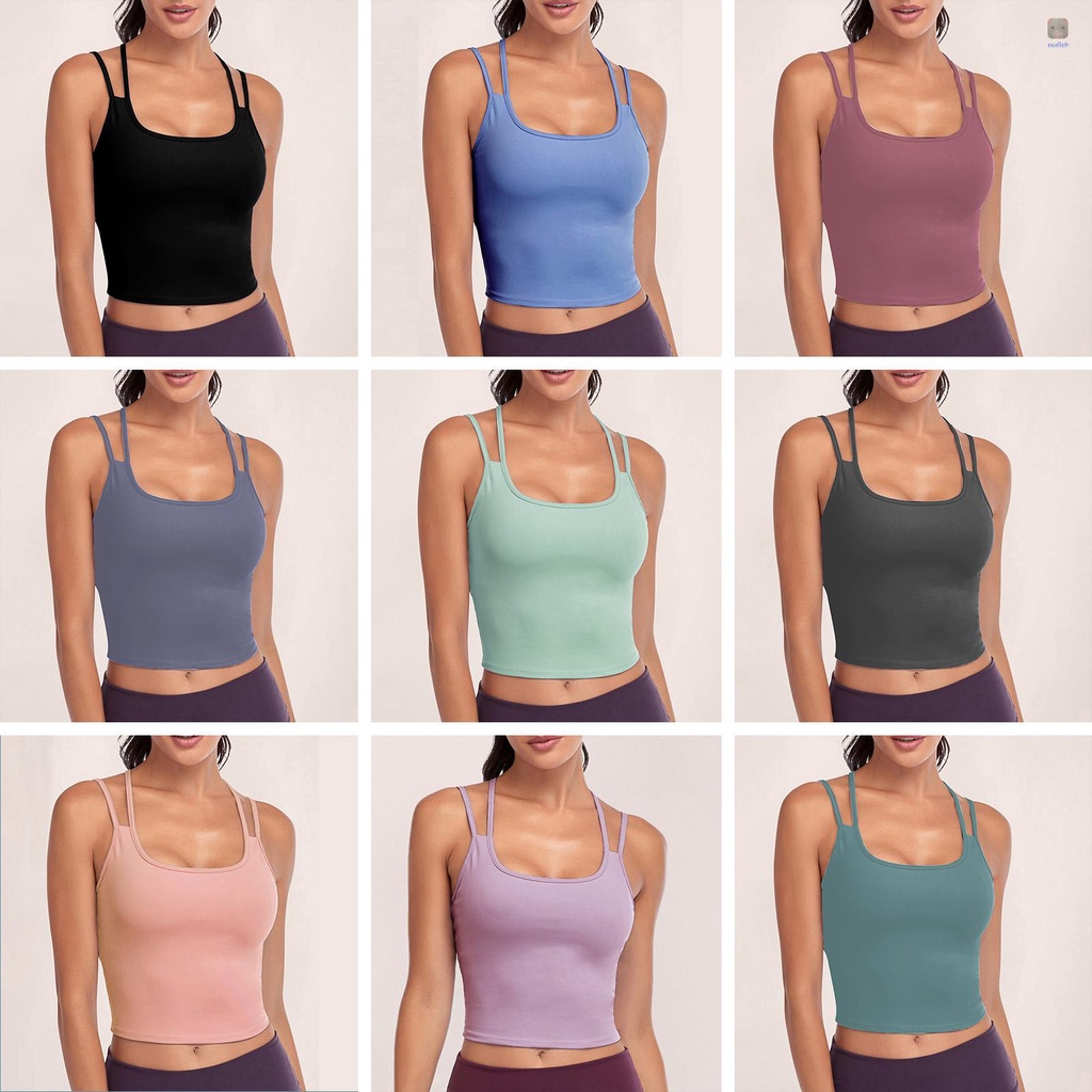 Áo Ngực Thể Thao 2 Trong 1 Có Mút Đệm Dây Đan Chéo Lưng Thời Trang Cho Nữ