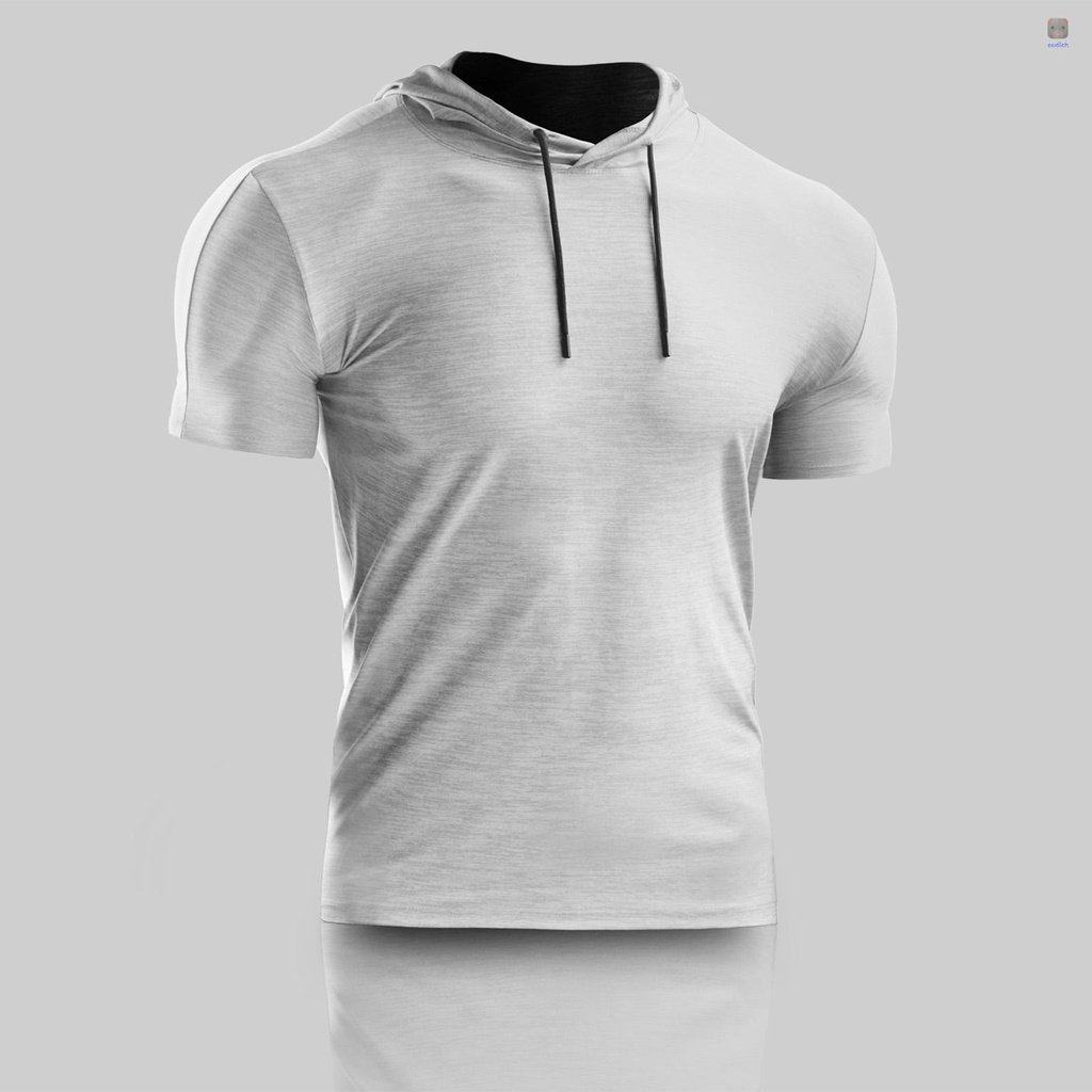 Áo Thun Thể Thao Tay Ngắn Có Nón Rút Dây Màu Sắc Đơn Giản Khô Thoáng Nhanh Thời Trang Mùa Hè