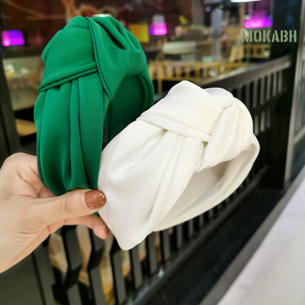 Băng Đô Cài Tóc Màu Trơn Thắt Nút Bản Rộng Thời Trang Cho Nữ