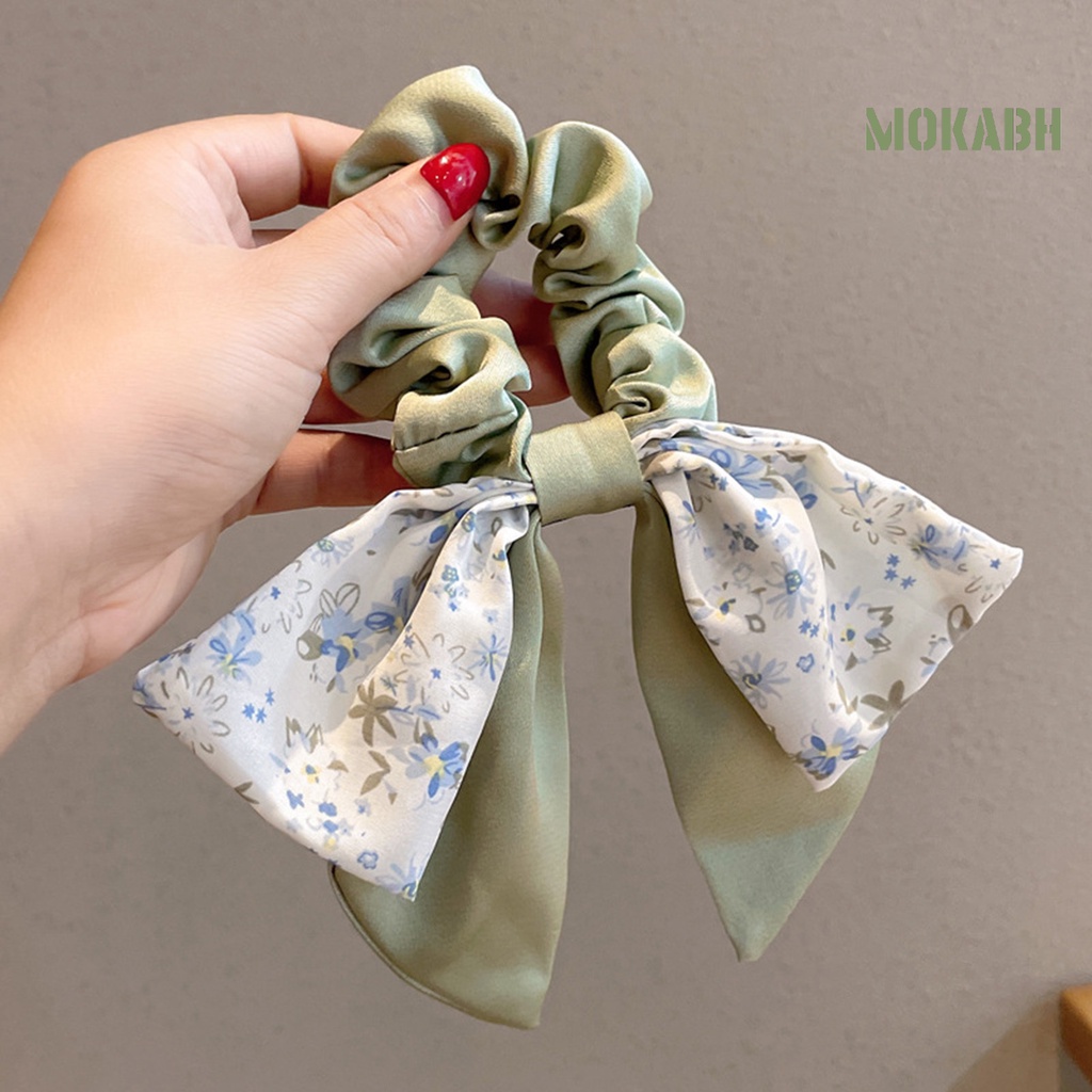 Dây Cột Tóc Ruy Băng Thắt Nơ Họa Tiết Hoa Thời Trang Co Giãn Dành Cho Nữ