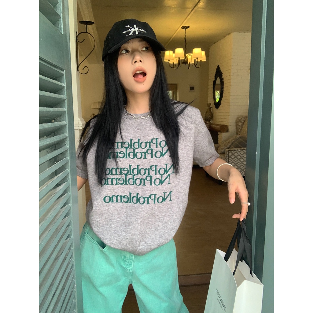 Áo Thun Nữ Tay Dài In Chữ Thời Trang Hàn Quốc