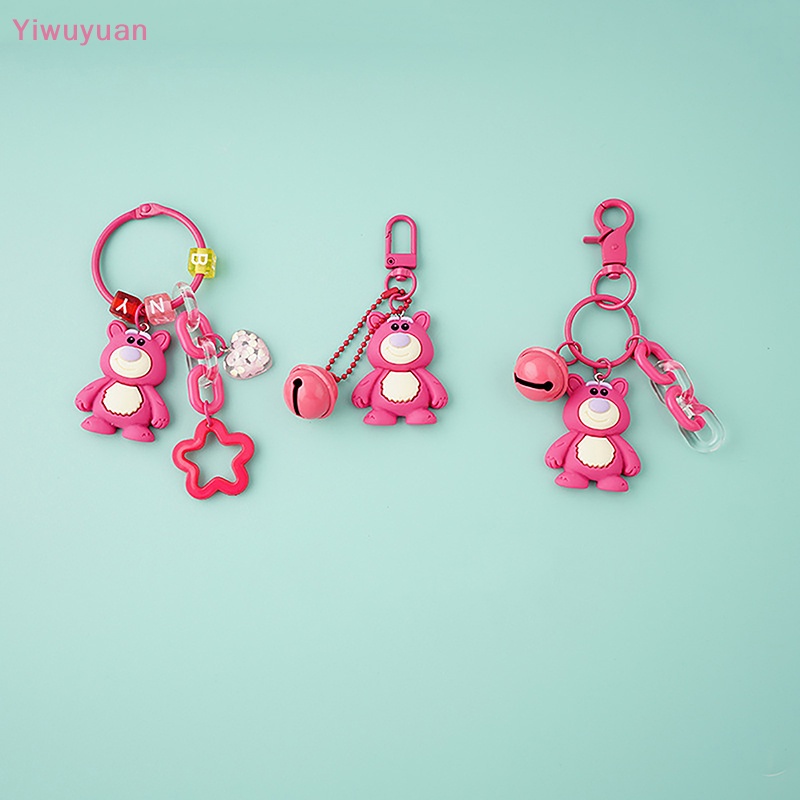 < Yiwuyuan > Móc Khóa Hình Gấu Hồng Và Dâu Tây Đỏ Đáng Yêu Dành Cho Bạn Gái Mới