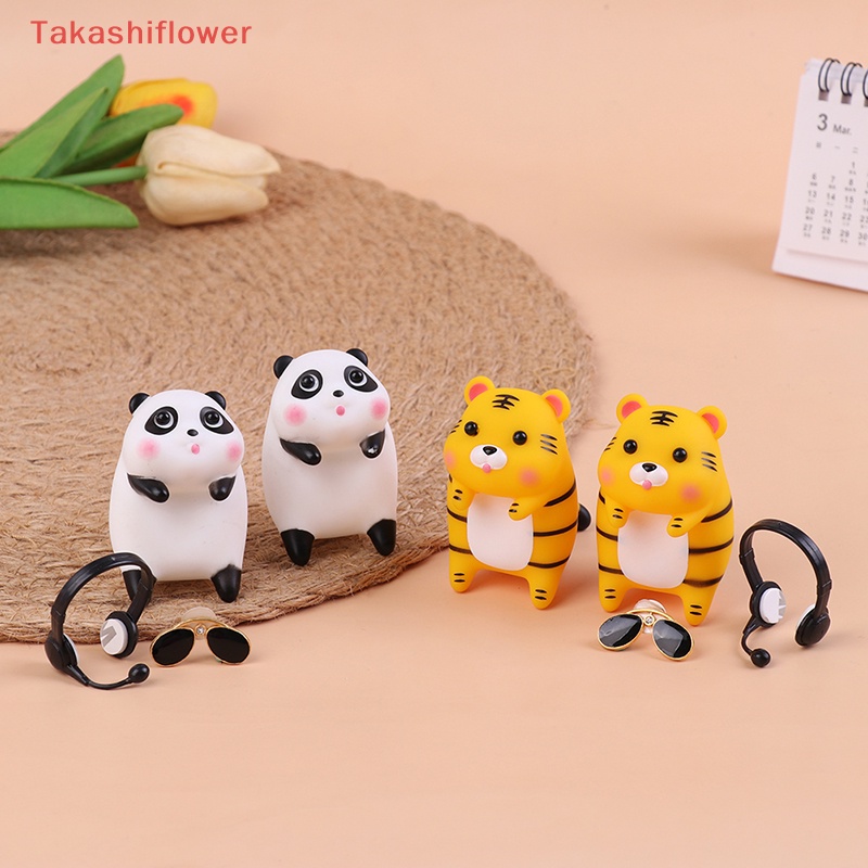 (Takashiflower) Dây Treo Trang Trí Nội Thất Xe Hơi Hình Hổ / Gấu Trúc Đeo Kính