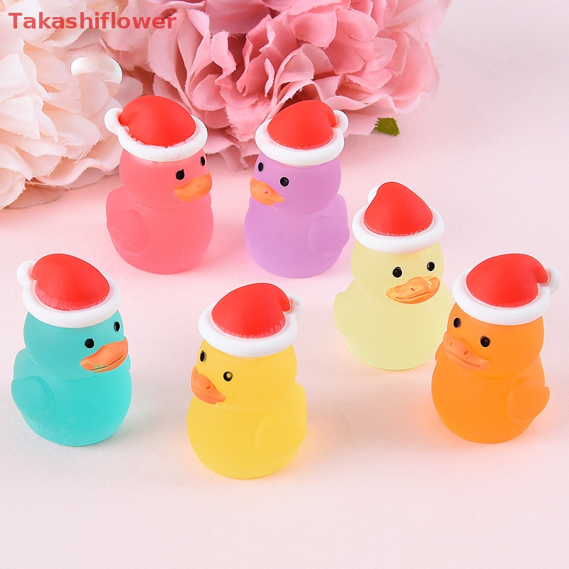 Set 1 / 5 Chú Vịt Đội Nón Đỏ Hoạt Hình Màu Dạ Quang Trang Trí Nhà Búp Bê / Tiểu Cảnh DIY