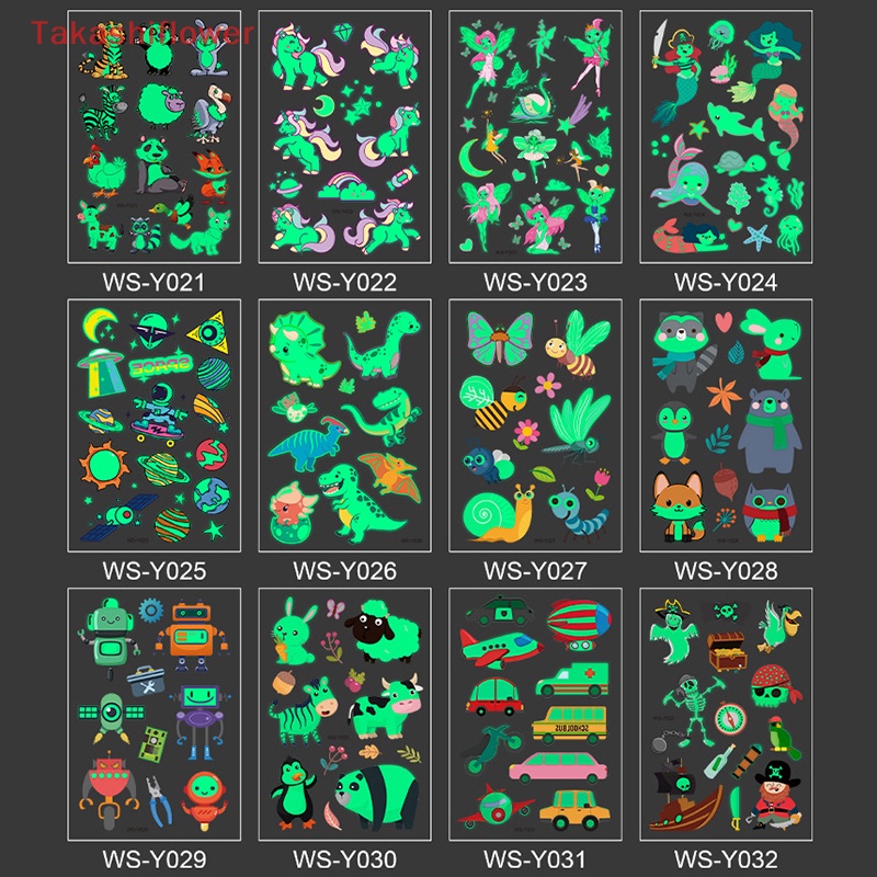 Hình Xăm Dán Tạm Thời Họa Tiết Hoạt Hình Dạ Quang Chống Thấm Nước Cho Bé