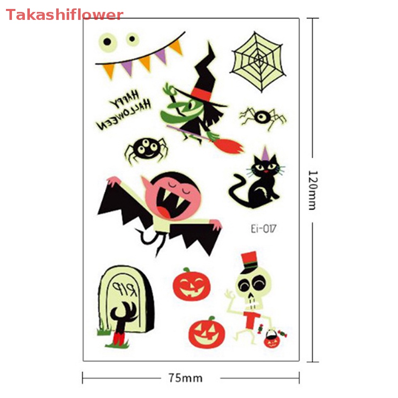 Hình Xăm Dán Tạm Thời Họa Tiết Halloween Phát Sáng Độc Đáo