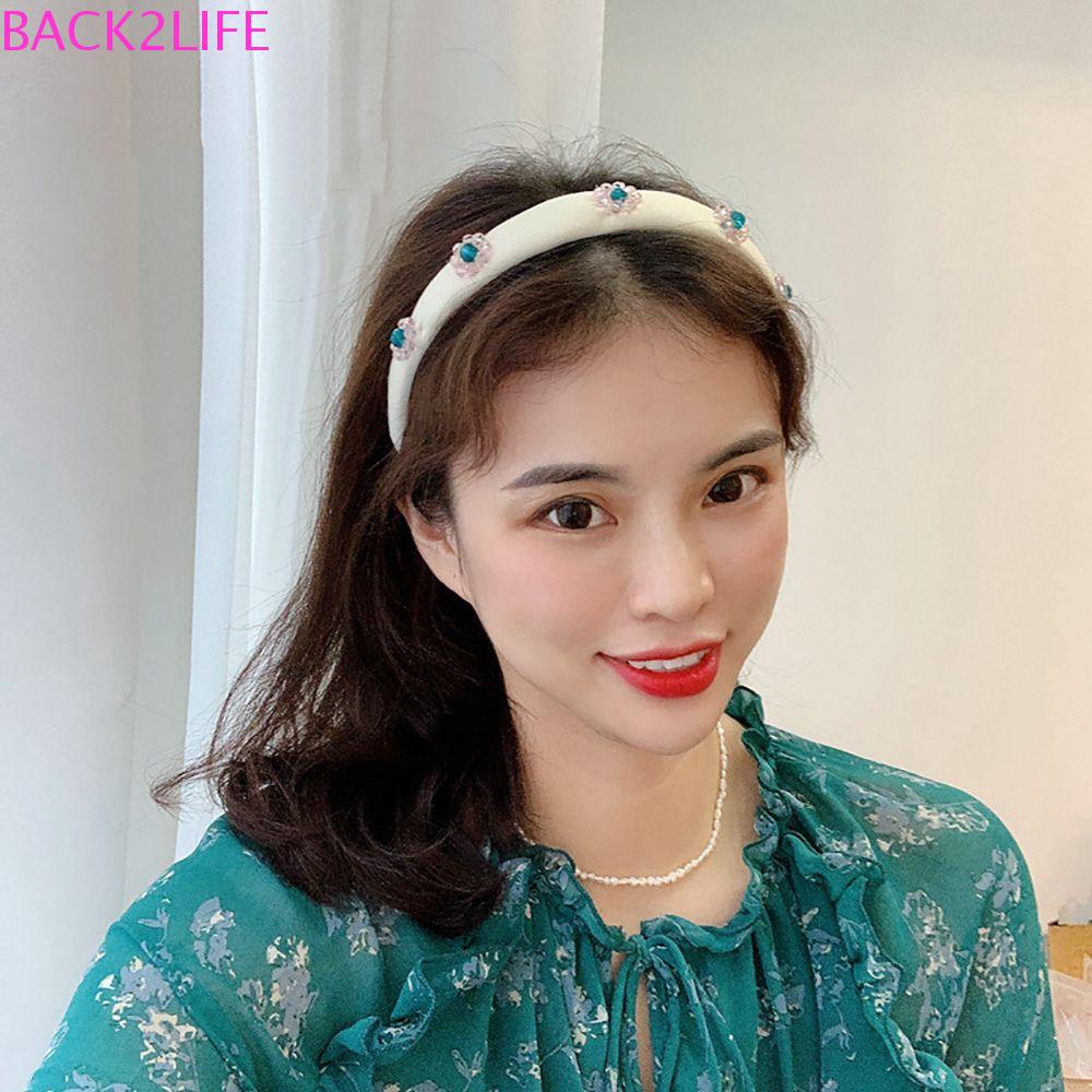 2 Băng Đô Hoa Vải Màu Trơn Thời Trang Cho Nữ Rửa Mặt