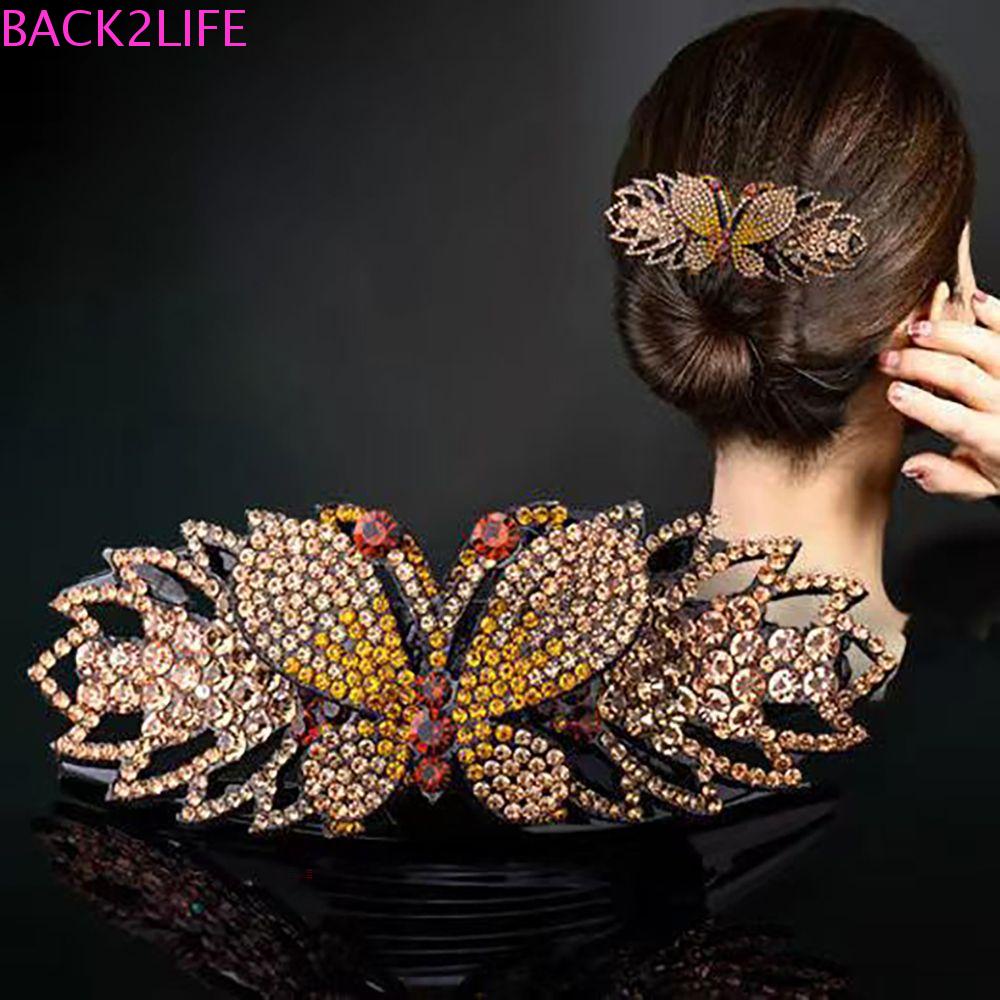 Bộ 2 Kẹp Tóc Đuôi Ngựa Hình Bướm Phong Cách Vintage Đơn Giản Cho Nữ Giá Đỡ