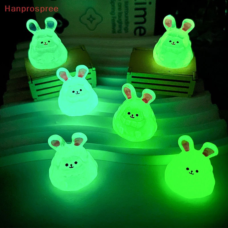 Hanprospree > Tượng Thỏ Hoạt Hình Ba Chiều Mini Bằng Nhựa Resin Dạ Quang Dễ Thương Trang Trí Bàn / Xe Hơi / Nhà Cửa