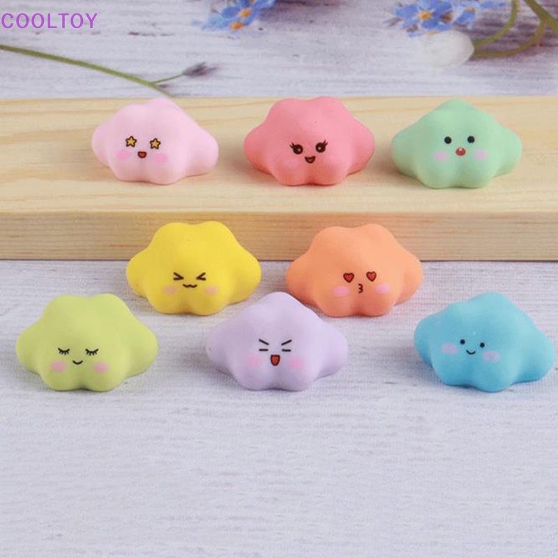 Set 2 Mô Hình Búp Bê Hoạt Hình Đám Mây Mini Bằng Nhựa Dạ Quang Trang Trí Bảng Điều Khiển Xe Hơi / Nhà Cửa / Sân Vườn